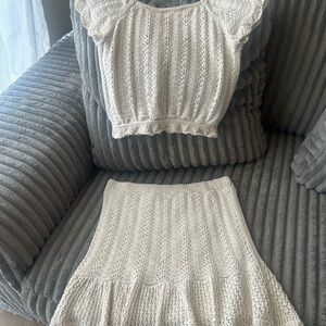 Two piece knitted top and skirt